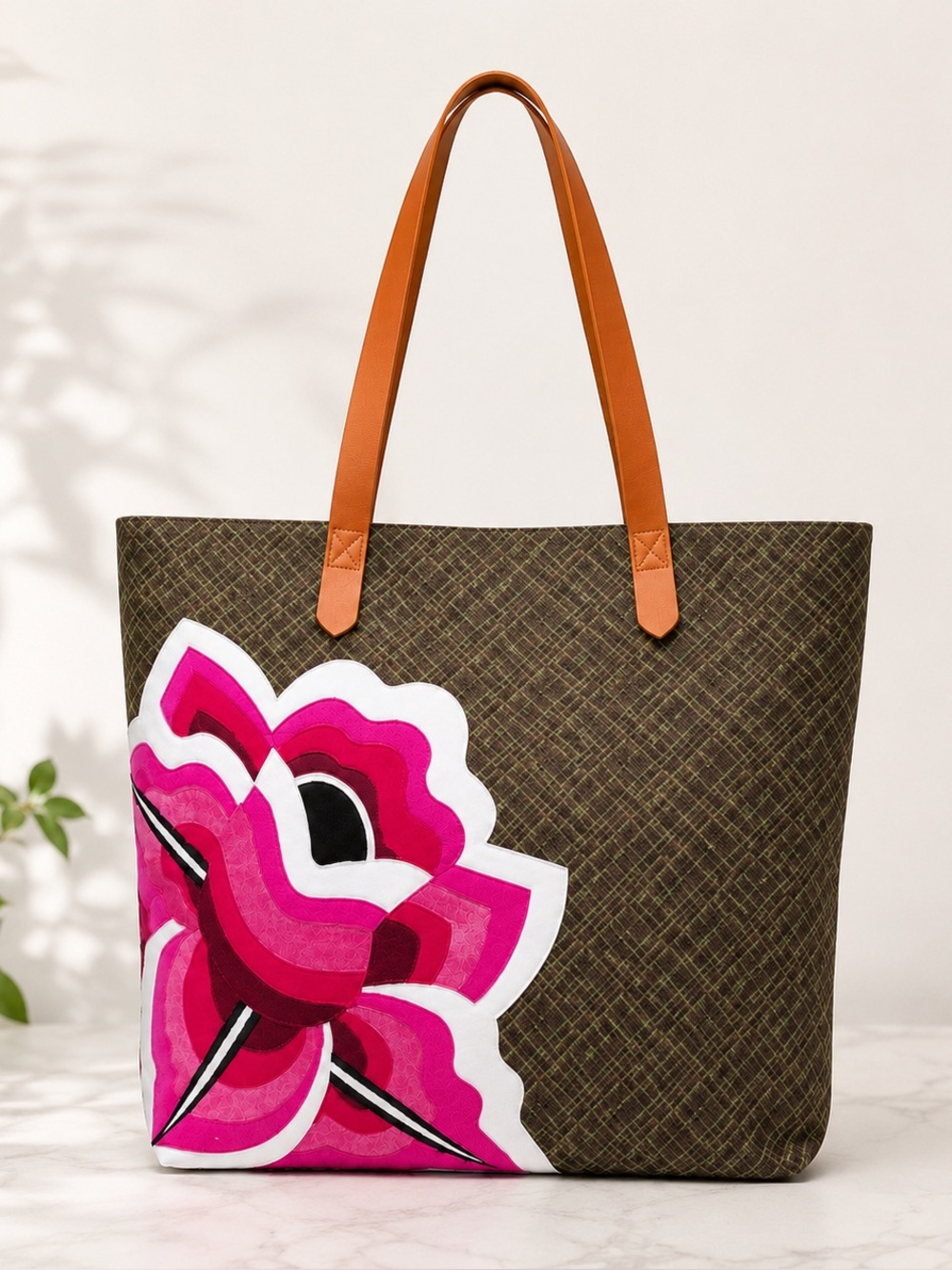 NWT Wyeth x Frida Kahlo Rare Floral Embroidered Tote Bag Olive Green Pink